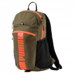 Puma 21 Ltrs Olive Night Shocking Orange Laptop Backpack (7440106)
