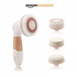 Lifelong LLM126 Electric Portable Face Cleanser and Massager Brush with 4 Brush Heads for Deep Cleansing, Scrubbing, Exfoliating, Removing Blackhead and Massaging