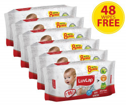 Luvlap Paraben Free Baby Wet Wipes with Aloe Vera - 6 Packs (432 Wipes + 48 Wipes Free)