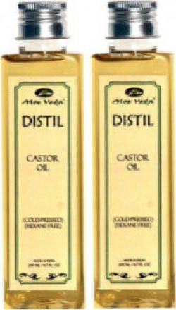 Aloe Veda Distil Cold-Pressed Hexane Free Castor Oil Combo Set Of 2 Hair Oil(400 ml)