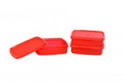Signoraware Smart N Slim Plastic Lunch Box Set, 350ml, Set of 3, Deep Red