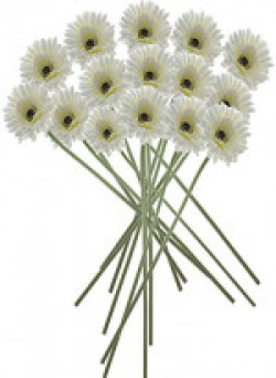 Fourwalls 40cm Tall Artificial Gerbera Flower Stem (Set of 15, White)