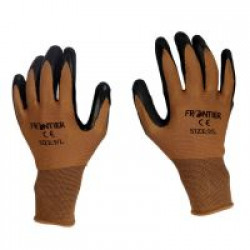 TheCoolio E-SPLENDOR Lite BR/BL-L Frontier Midas Safety Shell, Brown with Crinkle Finish Latex Coating Gloves, Black (Large Size) 