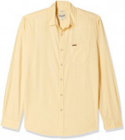 Wrangler Men's Solid Slim Fit Casual Shirt (W269951044AZ_Yellow_XL)