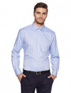 Raymond Men's Solid Regular Fit Cotton Formal Shirt (RMSX07437-B4_Medium Blue_42)
