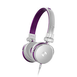 MuveAcoustics Impulse Wired On-Ear Headphones with Mic and Heavy Bass (Royal Purple)
