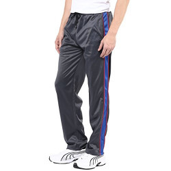 AMERICAN CREW Men's Trackpant Dark Grey with Royal Blue Stripes & Two Red Piping - M (AL059-M)