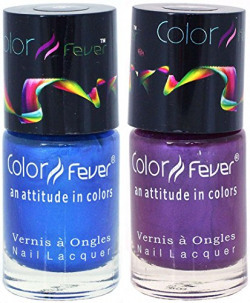 Color Fever Nail Gloss and Polish Set, Blue/Wine, 17g (Pack of 2)