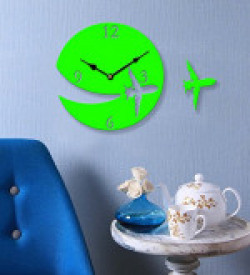 Sehaz Artworks Aeroplane Green Wood Wall Clock (25.5 cm x 25.5 cm x 2.8 cm)