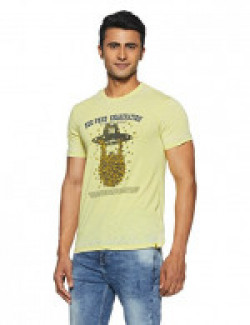 Peter England Men's T-Shirt (8907609093759_JKC31701330_Medium_LightYellowWithYellow)