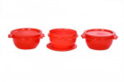 Signoraware Three Star Small Bowl Set, 500ml, Set of 3, Deep Red