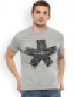 Celio Men Grey Printed Round Neck T-shirt