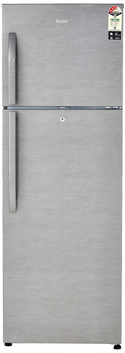 Haier 335L 3 Star Frost Free Double Door Refrigerator (HRF-3554BS-E, Brushline Silver) 