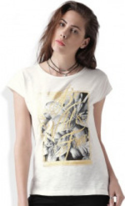 Sela Graphic Print Women's Round Neck White T-Shirt