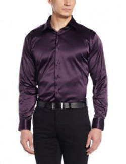 V Dot by Van Heusen Men's Solid Slim Fit Casual Shirt (VDSF1E76771_Purple_42)