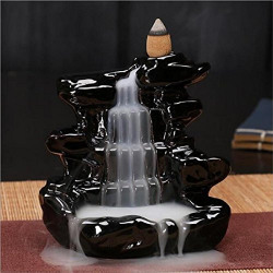eCraftIndia Dropping Fountain Design Smoke Backflow Cone Decorative Incense Holder (7 cm x 7 cm x 12, Black)