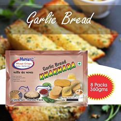 Maniarrs Garlic Bread Khakhara Snacks, Single Flavour, 360 Grams (8 Packs) | khakhara Snacks | maniarrs khakra | khakra Packets |