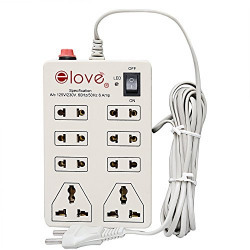 Elove Extension Board, 6 Amp Multi Plug Point Extension Cord (3 Meter) with LED Indicator and Universal Socket - White