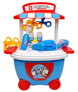 Toyshine Bucket Cum Trolley Doctor Set Play Cart Pretend Play Set Toy, Blue