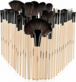 Foolzy BR-6C Professional Makeup Brush Set with Travel Case, Wood (Set of 32)