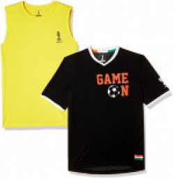 FIFA Men's Printed Slim Fit T-Shirt (Pack of 2)(AWFFMT02603-S-BLACK)