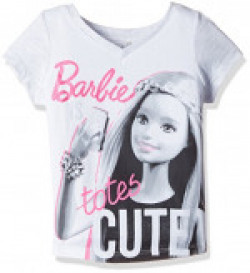 Barbie Girls' T-Shirt (TSSBJ161163M004_Optic White_3-4 Years)