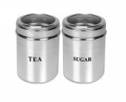Dynore Stainless Steel Canister Set, Set of 2, Silver (DS_194)