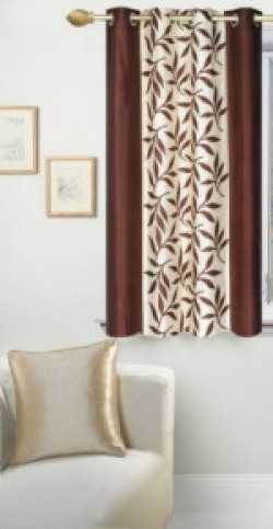 Panipat Textile Hub Polyester Window Curtain 150 cm (5 ft) Single Curtain(Floral Brown)