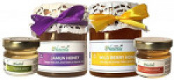 Farm Naturelle 100% Pure Raw Natural Un-Processed Honey, Forest Jamun Flower and Wild Berry Sidr Forest Flower, 250g (Pack of 2) with Honey of Another Two Flowers, 40g (Pack of 2)
