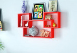 Home Sparkle Wooden Mozaic Shelf (Red)