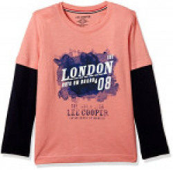 Lee Cooper Boys' Slim Fit T-Shirt (1000740011011_Peach_ 7-8)