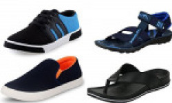 Maddy Men's Combo of 4 Shoes-1 Floaters,1 Sneakers,1 Loafers,1 Slippers (7)