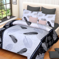 Home Elite Dynamic Print 120 TC Cotton Double Bedsheet with 2 Pillow Covers - Floral, Multicolour