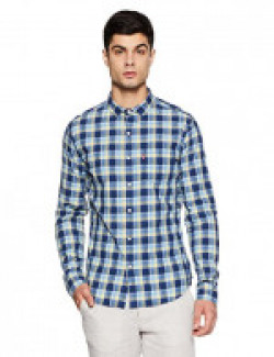Levi's Men's Checkered Regular Fit Casual Shirt (32874-0070_Blue_XXL)