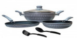 Nirlon Non-Stick Aluminium Cookware Set, 6-Pieces, Green