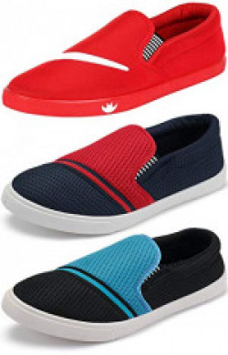 Ethics Perfect Combo Pack of 3 Red & Aqua Stylish Casual Loafers Shoes Men (10)
