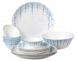Cello Imperial Sky Fall Opalware Dinner Set, 19 Pieces, White