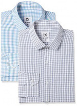EX Men's Solid Regular Fit Formal Shirt (Pack of 2)