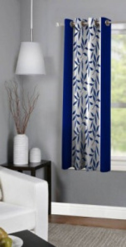 Panipat Textile Hub Polyester Window Curtain 150 cm (5 ft) Single Curtain(Floral Navy Blue)