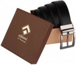alfami Men's PU Leather Reversible Belt(Black and Brown_Free Size) - Pack of 1