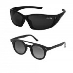 Silver Kartz Black & Black Dark Wayfarer Combo Sunglasses