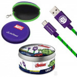 Stuffcool Marvel Hulk 2.4 Amp Micro USB Cable Data Sync and Fast Charging Nylon Braided Cable (1 Meter)