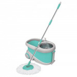 Spotzero by Milton Prime Mop with Big Wheels and Stainless Steel Wringer (Aqua green, 2 refills)