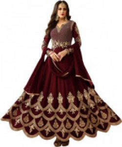 Rudra Fashion Georgette Embroidered Semi-stitched Salwar Suit Dupatta Material