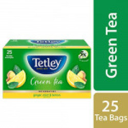 Tetley Green Tea, Ginger Mint Lemon, 25 Tea Bags