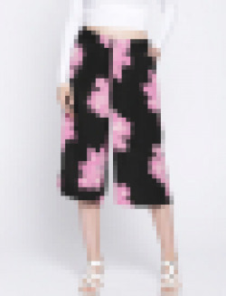 Vero Moda Women Black & Pink Regular Fit Printed Culottes