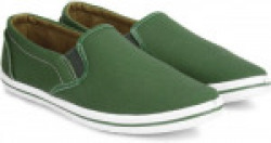 Flying Machine Canvas Canvas Loafers For Men(Green)