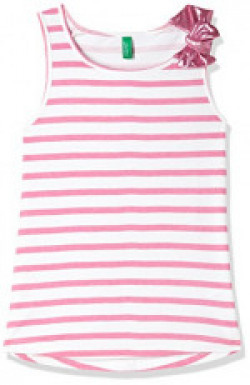 United Colors of Benetton Girl's Starred Regular Fit T-Shirt (18P3A5EC8162I_903_Pink_XL)