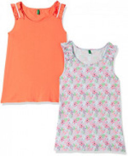 United Colors of Benetton Girls' Plain Regular Fit Shirt (Pack of 2) (18P3BODCB174I_901_Snow White_EL)