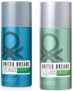 Benetton United dreams Go Far and Be Strong Body Spray  -  For Men(300 ml, Pack of 2)